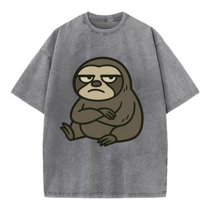 The Sloth Judging Silently - Vintage T-shirt - Grey