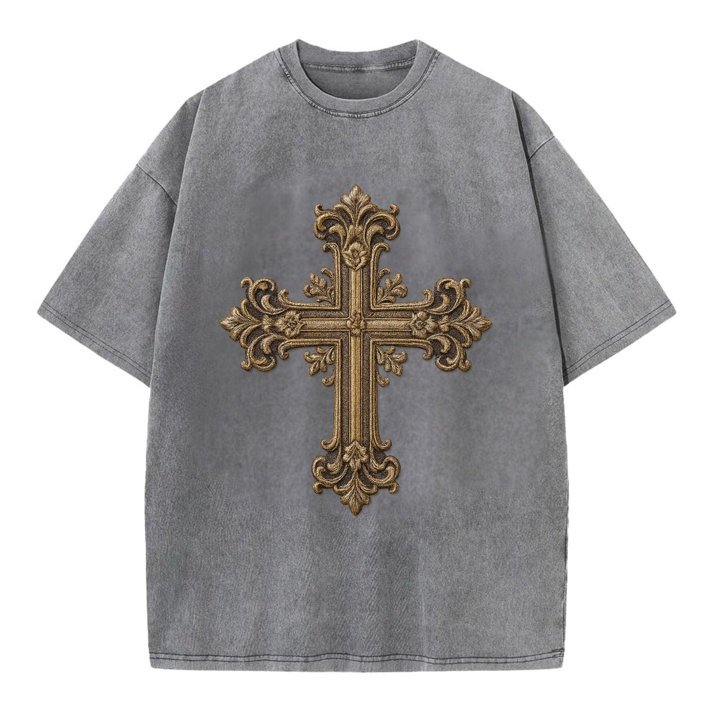 Victorian Cross  - Vintage T-shirt - Grey