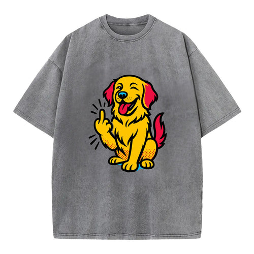 Golden Retriever with happy smile and golden coat, fluffy paw raised - Vintage T-shirt