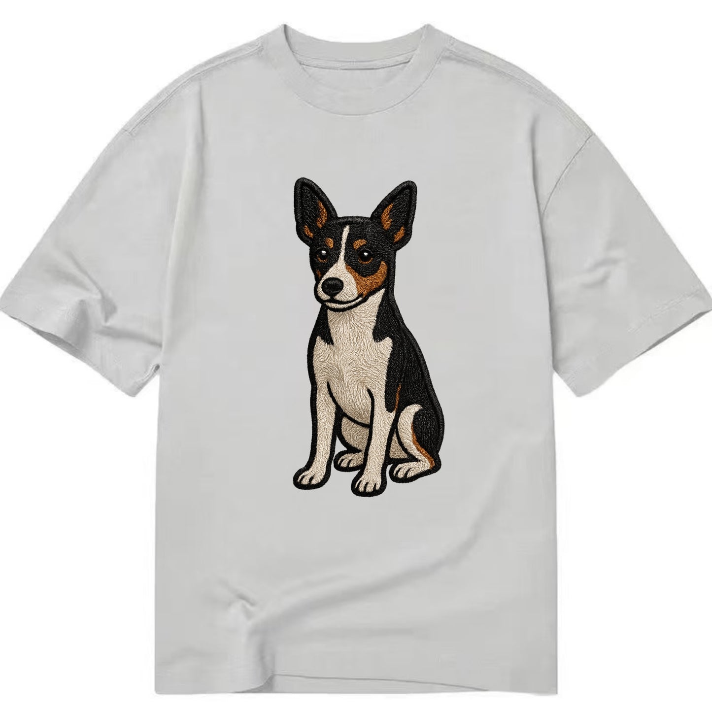 Rat Terrier - Tri-color embroidered pose Classic T-shirt - Grey