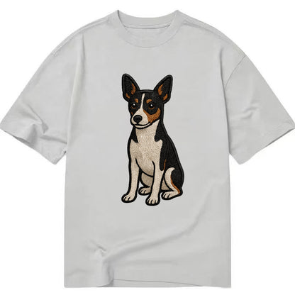 Rat Terrier - Tri-color embroidered pose Classic T-shirt - Grey