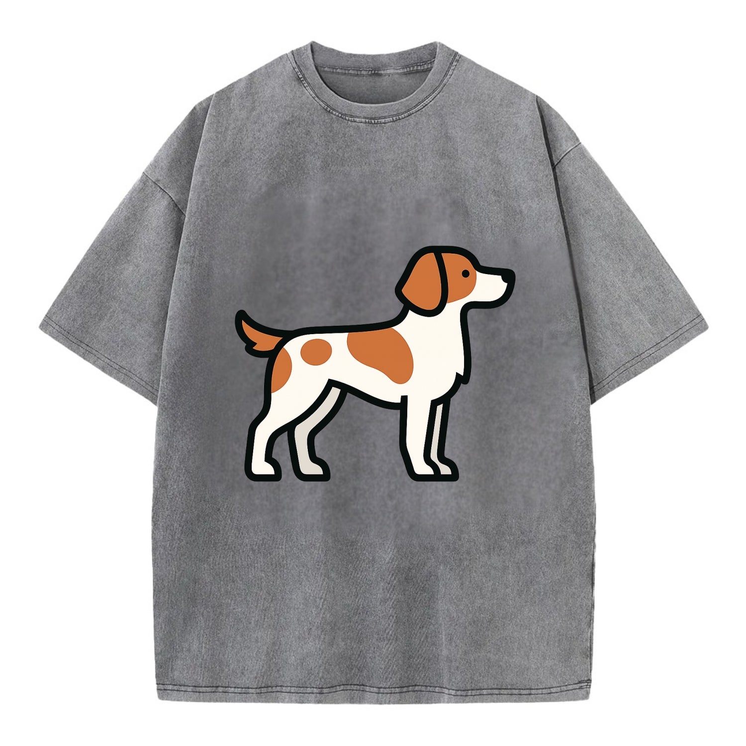 Brittany Spaniel - Orange and white flat side profile - Vintage T-shirt - Grey