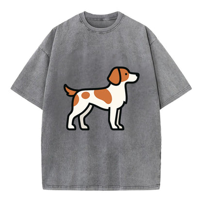 Brittany Spaniel - Orange and white flat side profile - Vintage T-shirt - Grey