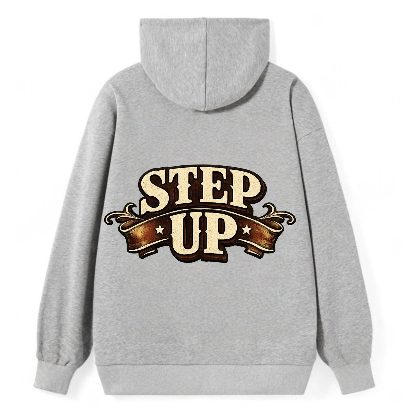 Bold typography design - "STEP UP" - rise to occasion, take charge - Classic Pullover Hoodie - Grey