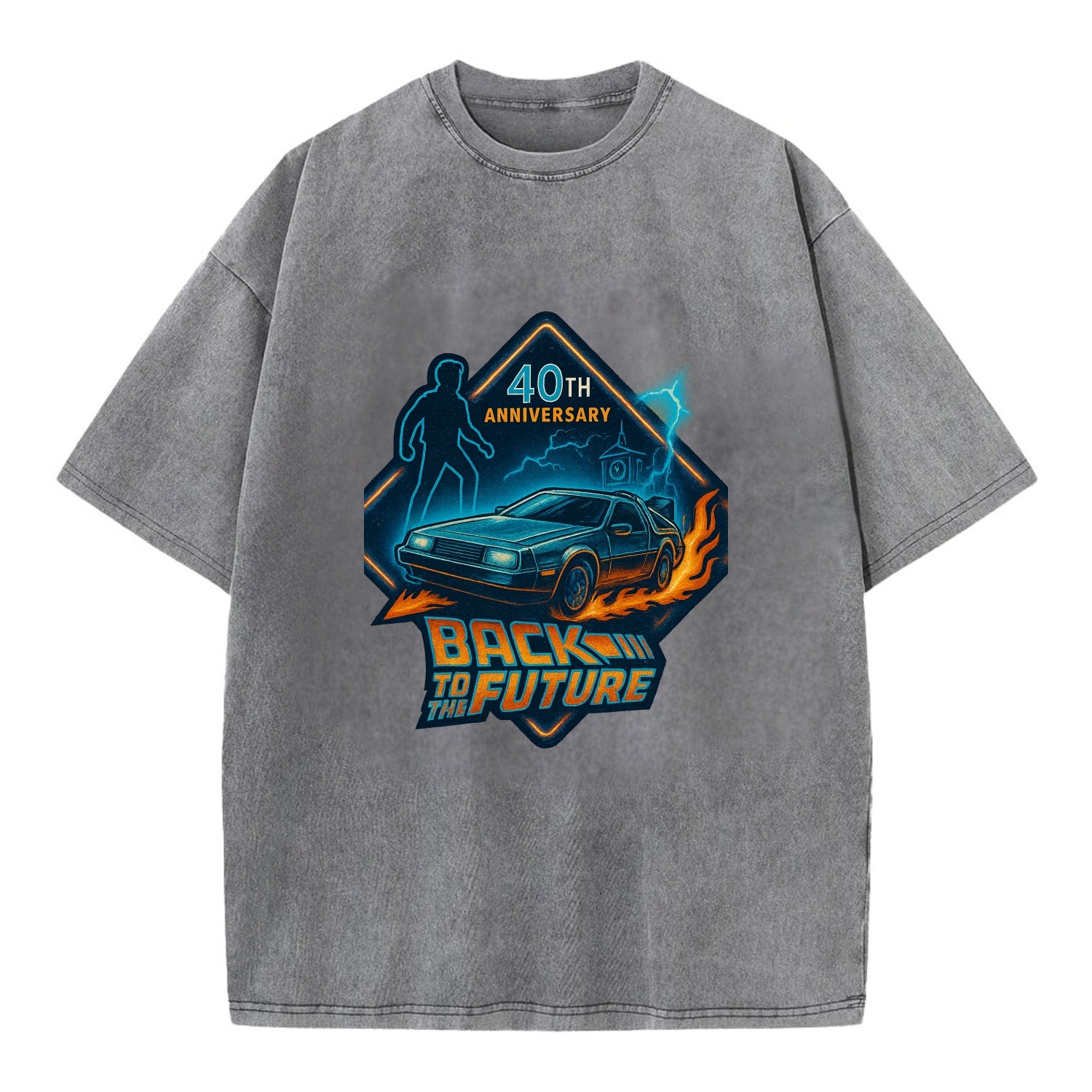 Back To The Future 40th Anniversary 2 - Vintage T-shirt - Grey