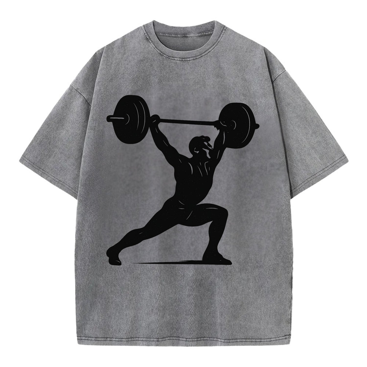 Weightlifter doing overhead snatch - Vintage T-shirt - Grey