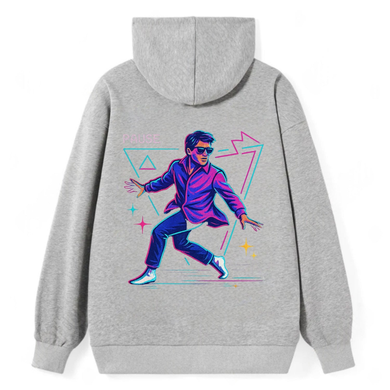 confident figure sliding across polished wooden floor in socks and - Classic Pullover Hoodie - Grey