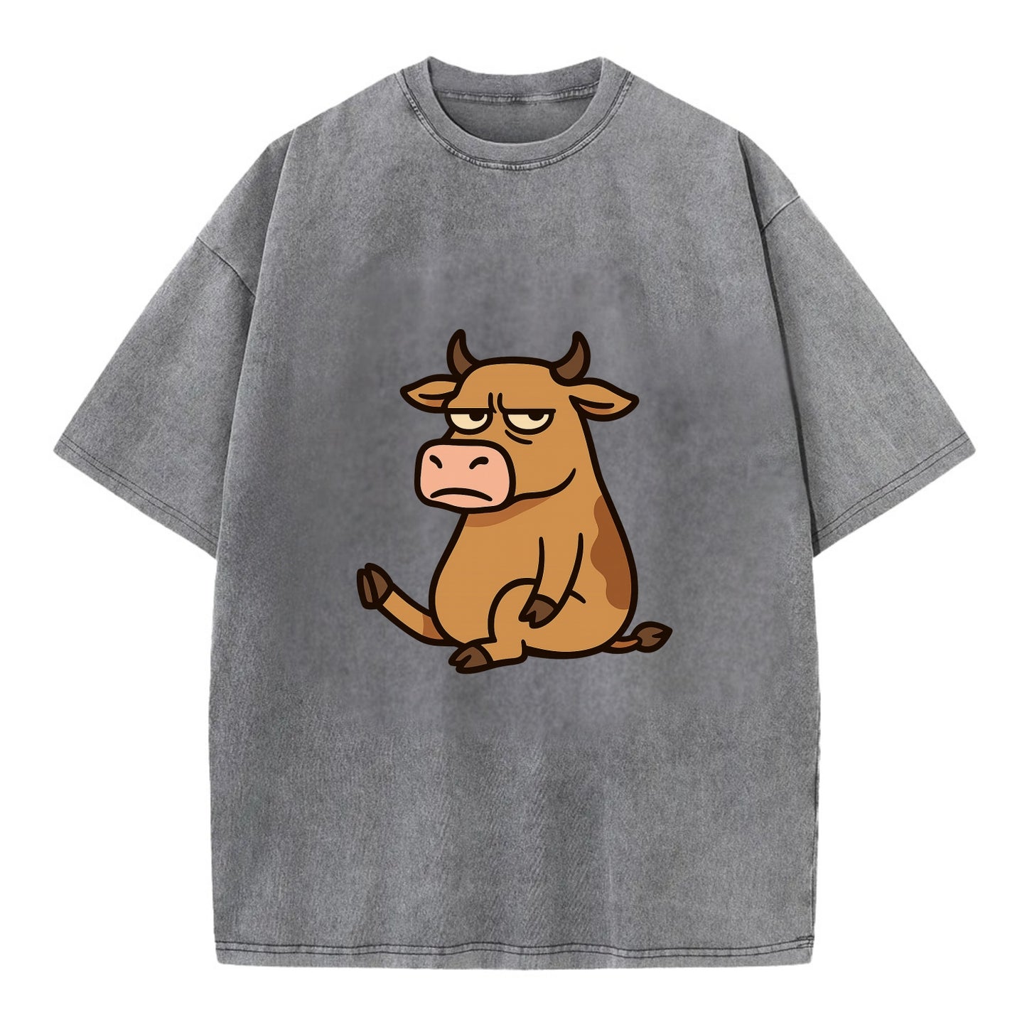 The Cow Judging Silently - Vintage T-shirt - Grey