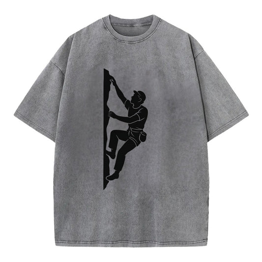 Rock climber reaching for the next hold - Vintage T-shirt - Grey