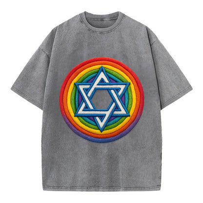 Star of David  - Vintage T-shirt - Grey