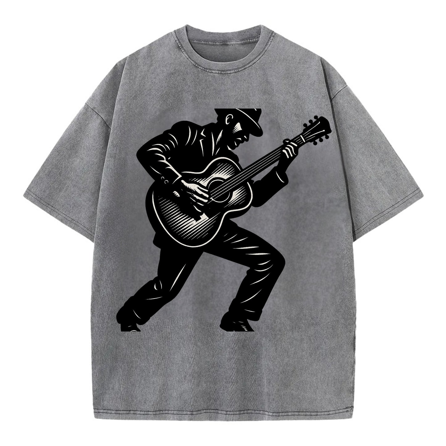 Guitarist playing acoustic guitar - Vintage T-shirt - Grey