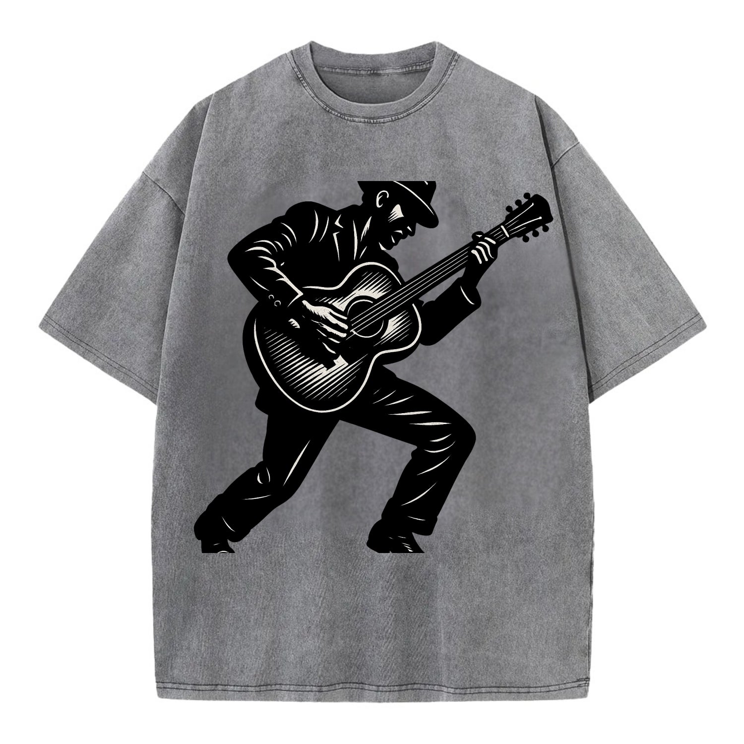Guitarist playing acoustic guitar - Vintage T-shirt - Grey