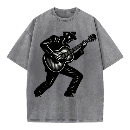 Guitarist playing acoustic guitar - Vintage T-shirt - Grey