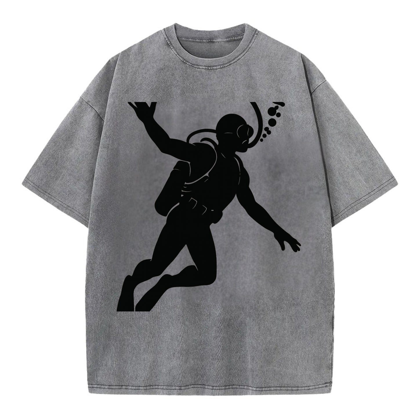 Scuba diver descending with gear - Vintage T-shirt - Grey