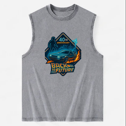 Back To The Future 40th Anniversary 2 - Vintage Washed Tank - Grey