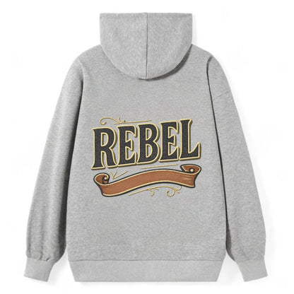 Bold typography design - "REBEL" - nonconformist, rule breaker, - Classic Pullover Hoodie - Grey