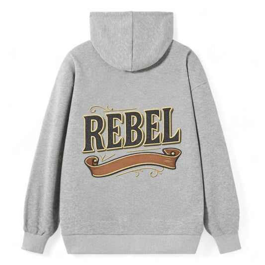 Bold typography design - "REBEL" - nonconformist, rule breaker, - Classic Pullover Hoodie - Grey