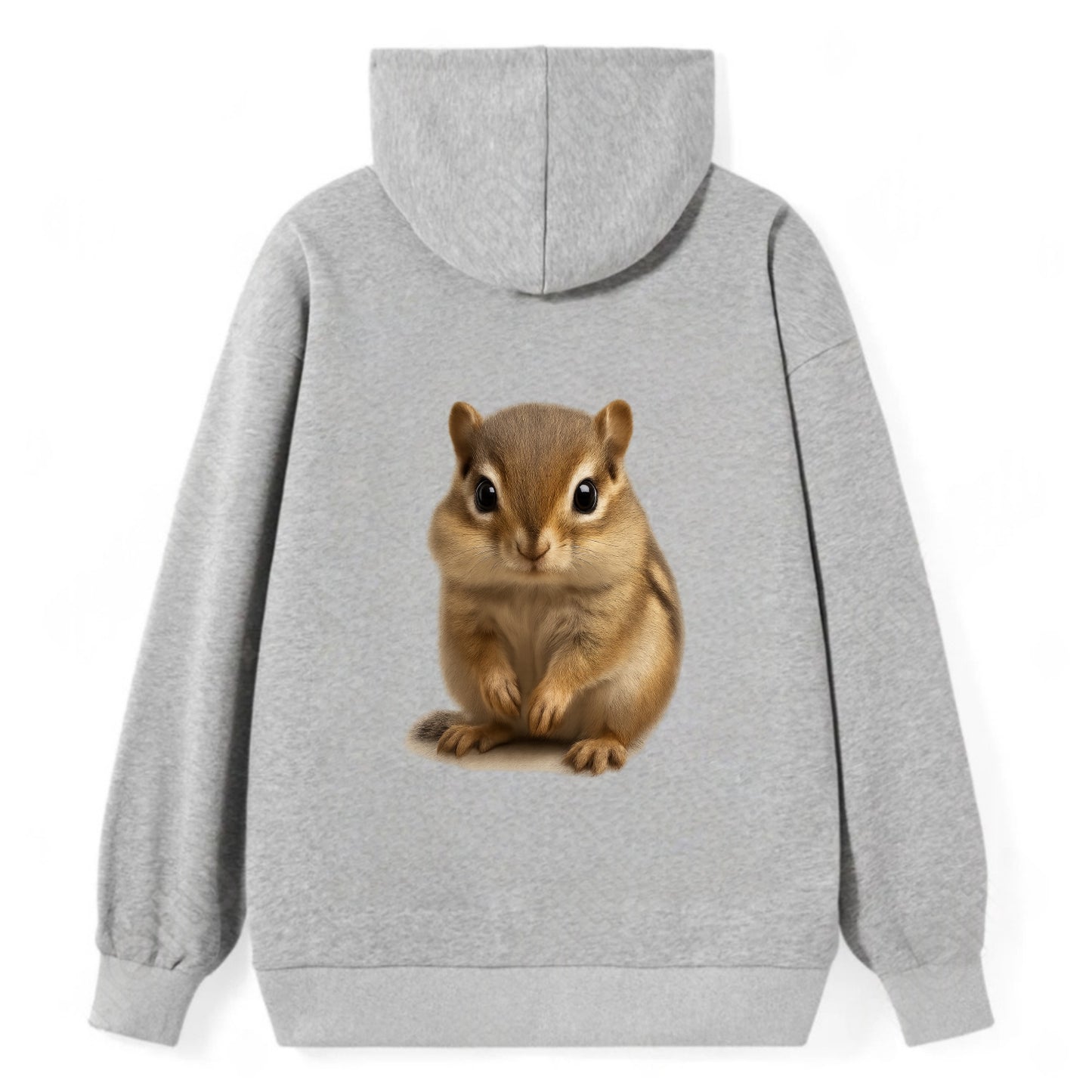 Baby Chipmunk - striped back, cheek pouches, tiny paws, bright eyes, - Classic Pullover Hoodie - Grey