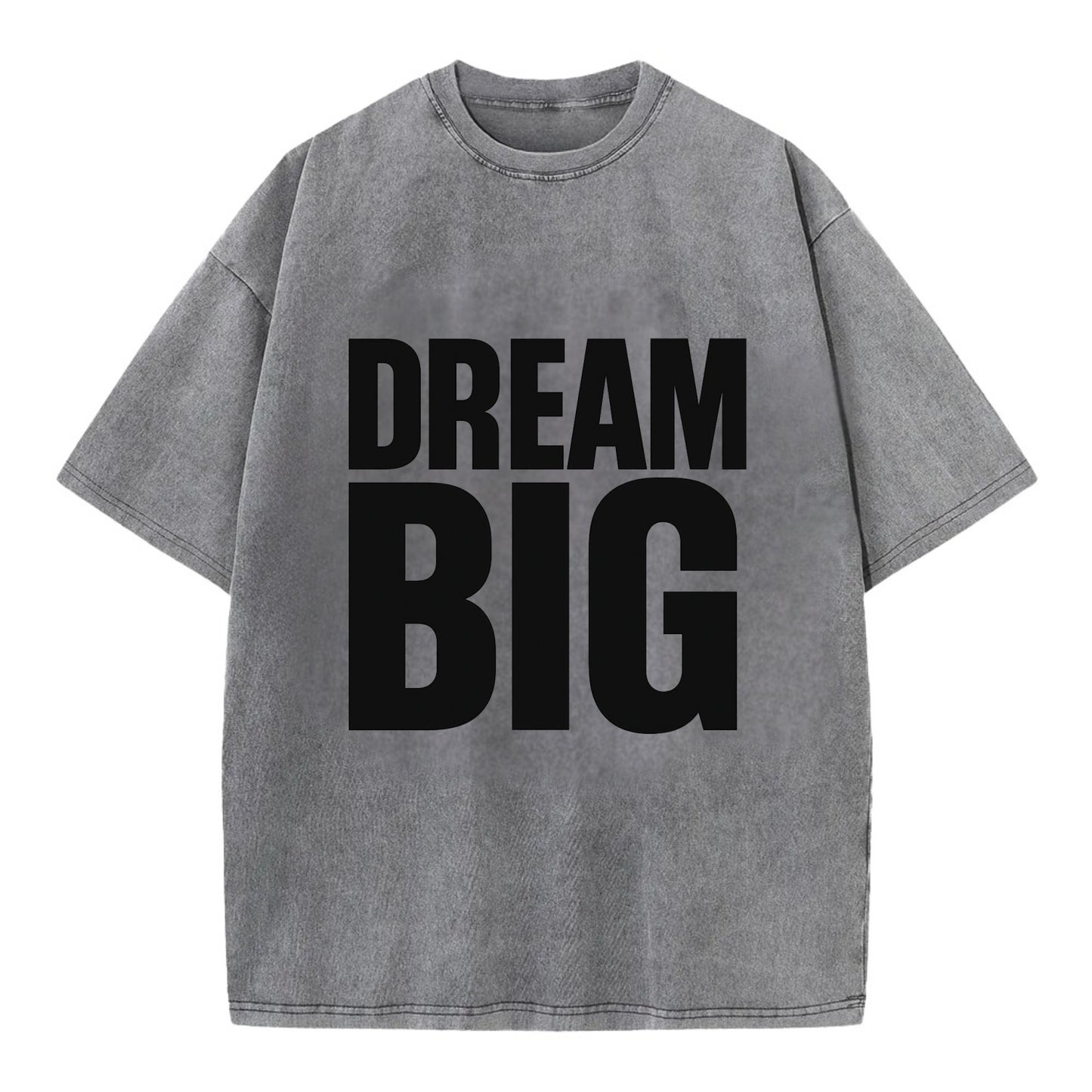 Bold typography design - "DREAM BIG" - ambitious goals, no limits - Vintage T-shirt - Grey