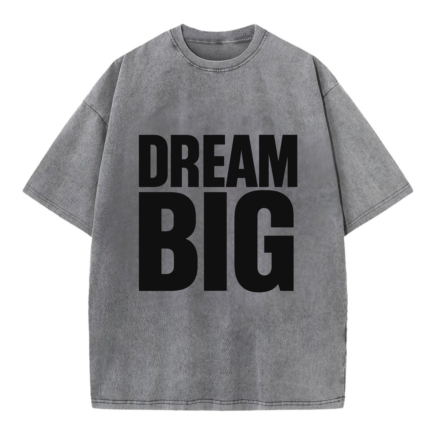 Bold typography design - "DREAM BIG" - ambitious goals, no limits - Vintage T-shirt - Grey