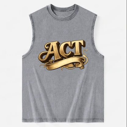 Bold typography design - "ACT" - take action, do something - Vintage Washed Tank - Grey