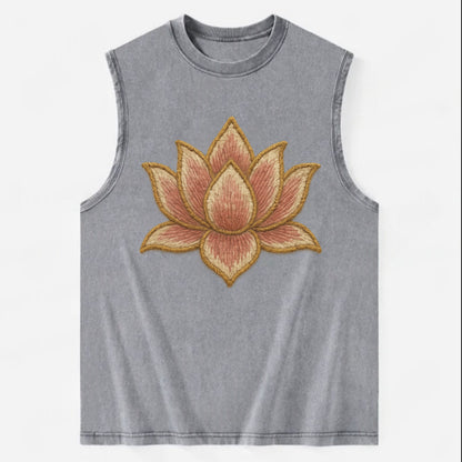 Lotus Flower - Vintage Washed Tank - Grey
