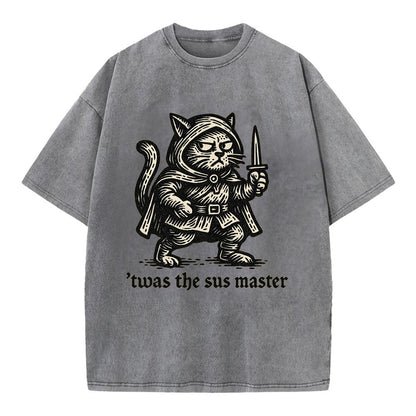 Sus Imposter Cat Spy  - Vintage T-shirt - Grey