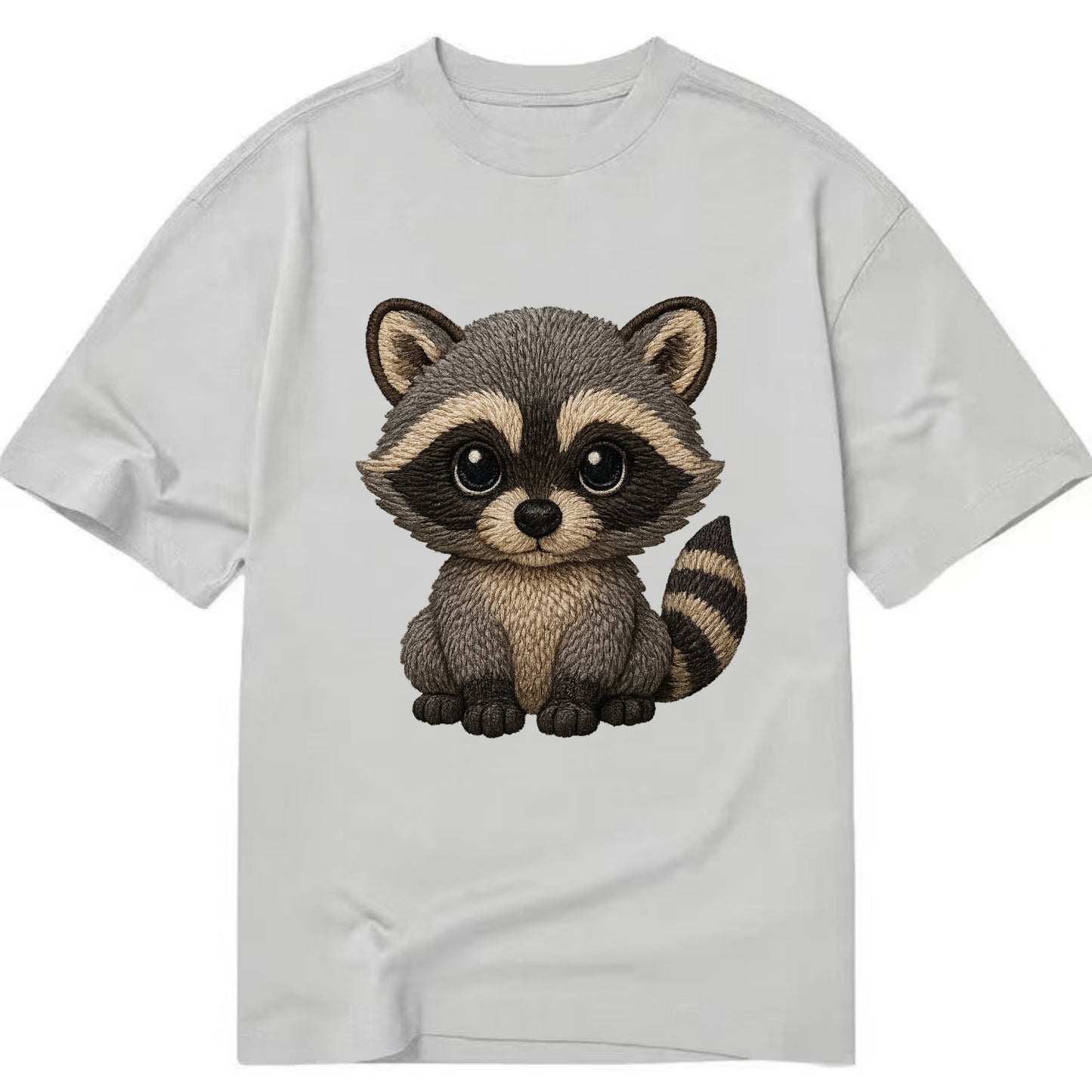 Baby Raccoon - gray fur, black mask, ringed tail, bright curious eyes, - Classic T-shirt - Grey