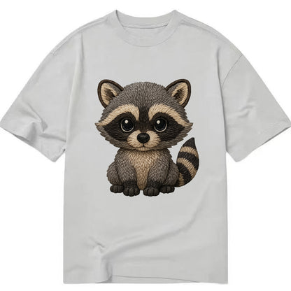 Baby Raccoon - gray fur, black mask, ringed tail, bright curious eyes, - Classic T-shirt - Grey