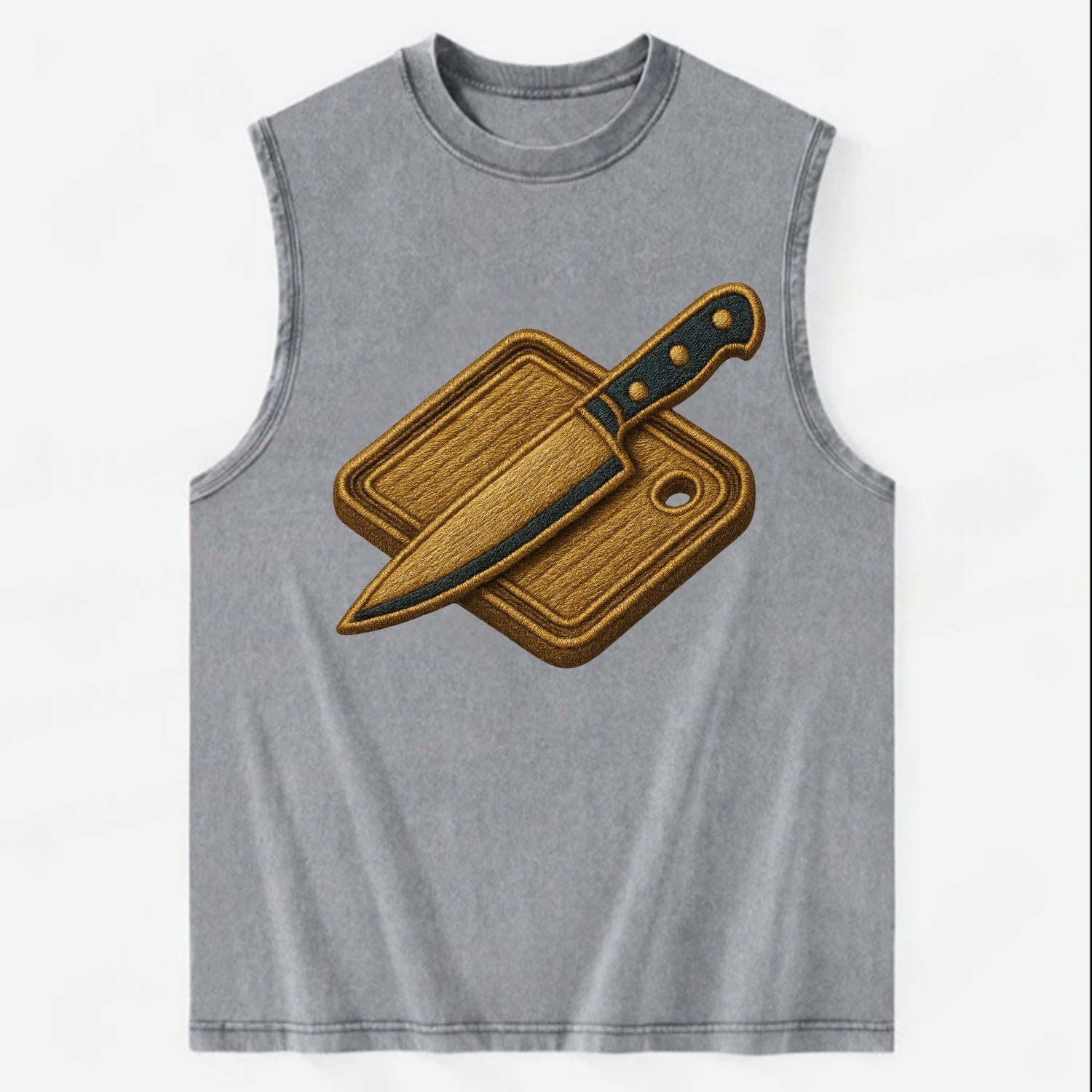 Chef knife with cutting board - culinary enthusiast - Vintage Washed Tank - Grey