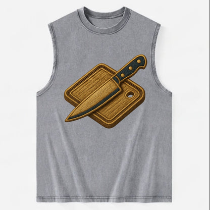 Chef knife with cutting board - culinary enthusiast - Vintage Washed Tank - Grey