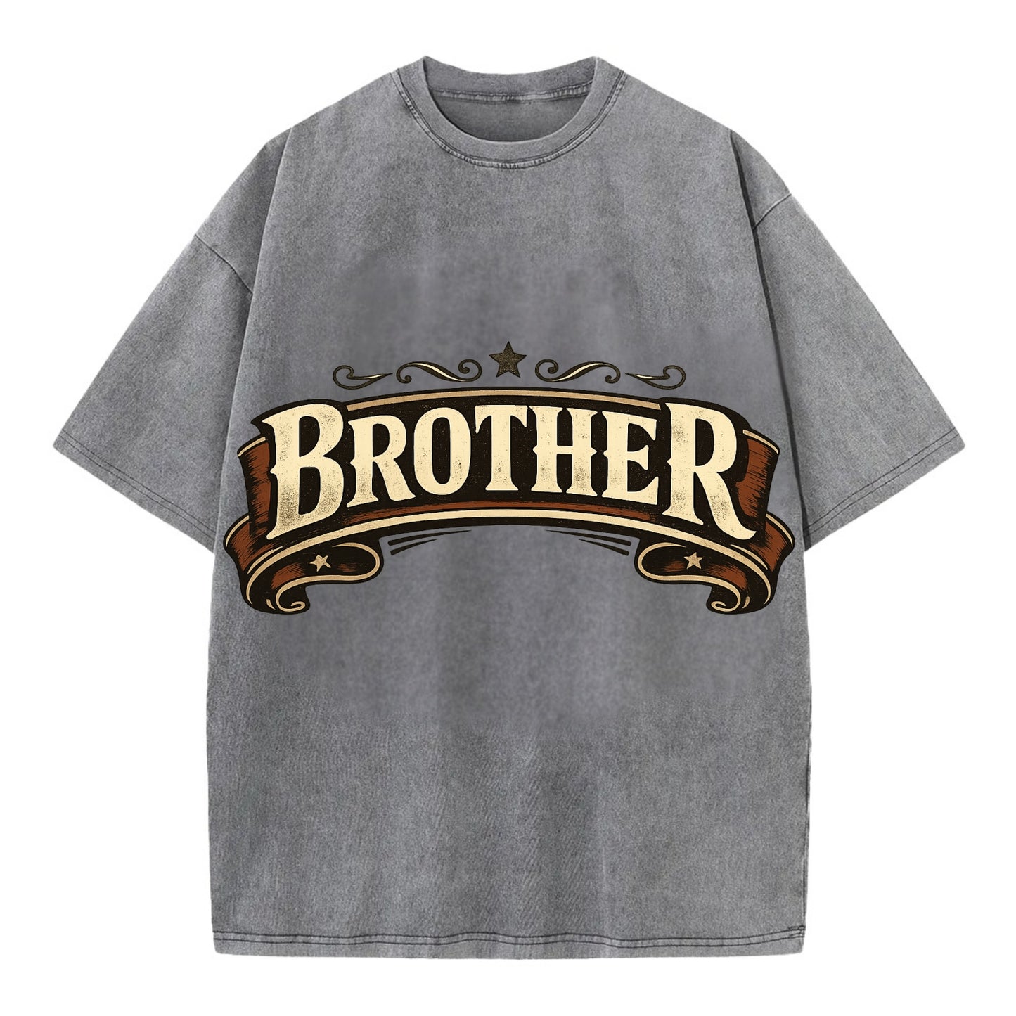 Bold typography design - "BROTHER" - male bond, brotherhood - Vintage T-shirt - Grey