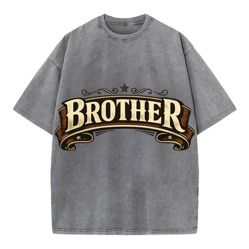 Bold typography design - BROTHER - male bond, brotherhood - Vintage T-shirt