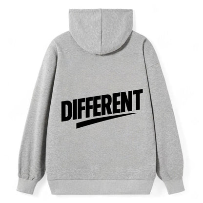 Bold typography design - "DIFFERENT" - standing out, not following crowd - Classic Pullover Hoodie - Grey