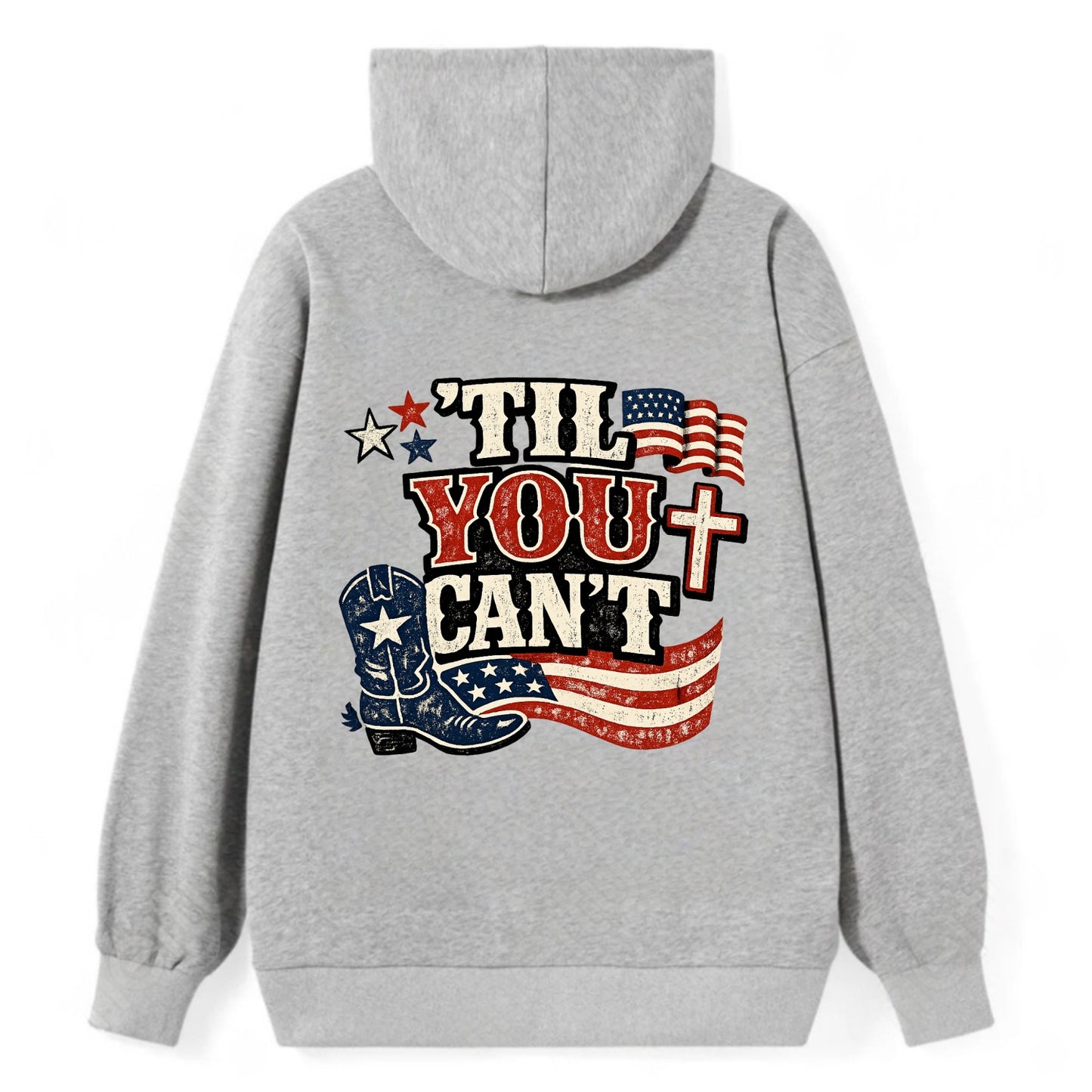 Til You Cant - Patriot Cross - Classic Pullover Hoodie - Grey