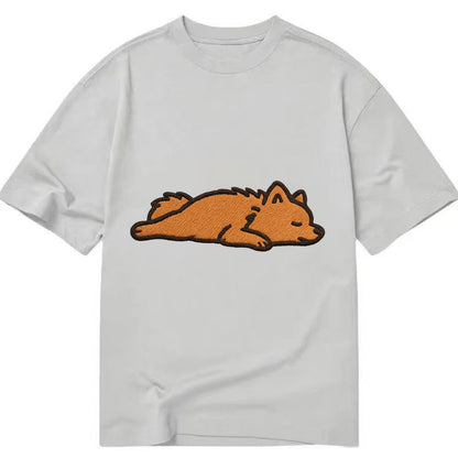 Pomeranian - Orange fluffy fully relaxed Classic T-shirt - Grey