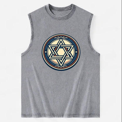 Celestial Unity Emblem - Vintage Washed Tank - Grey