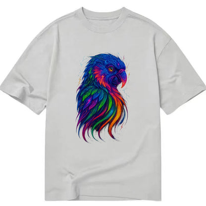 Vibrant parrot with feathers flowing into tropical rainbow streams, every color - Classic T-shirt - Grey