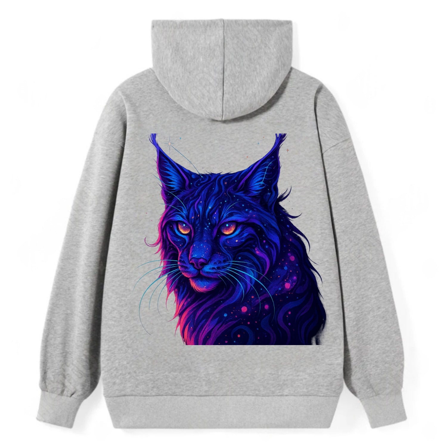 Stealthy lynx with ear tufts forming constellation patterns, nebula spots - Classic Pullover Hoodie - Grey