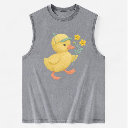 Yellow Duckling - Vintage Washed Tank - Grey