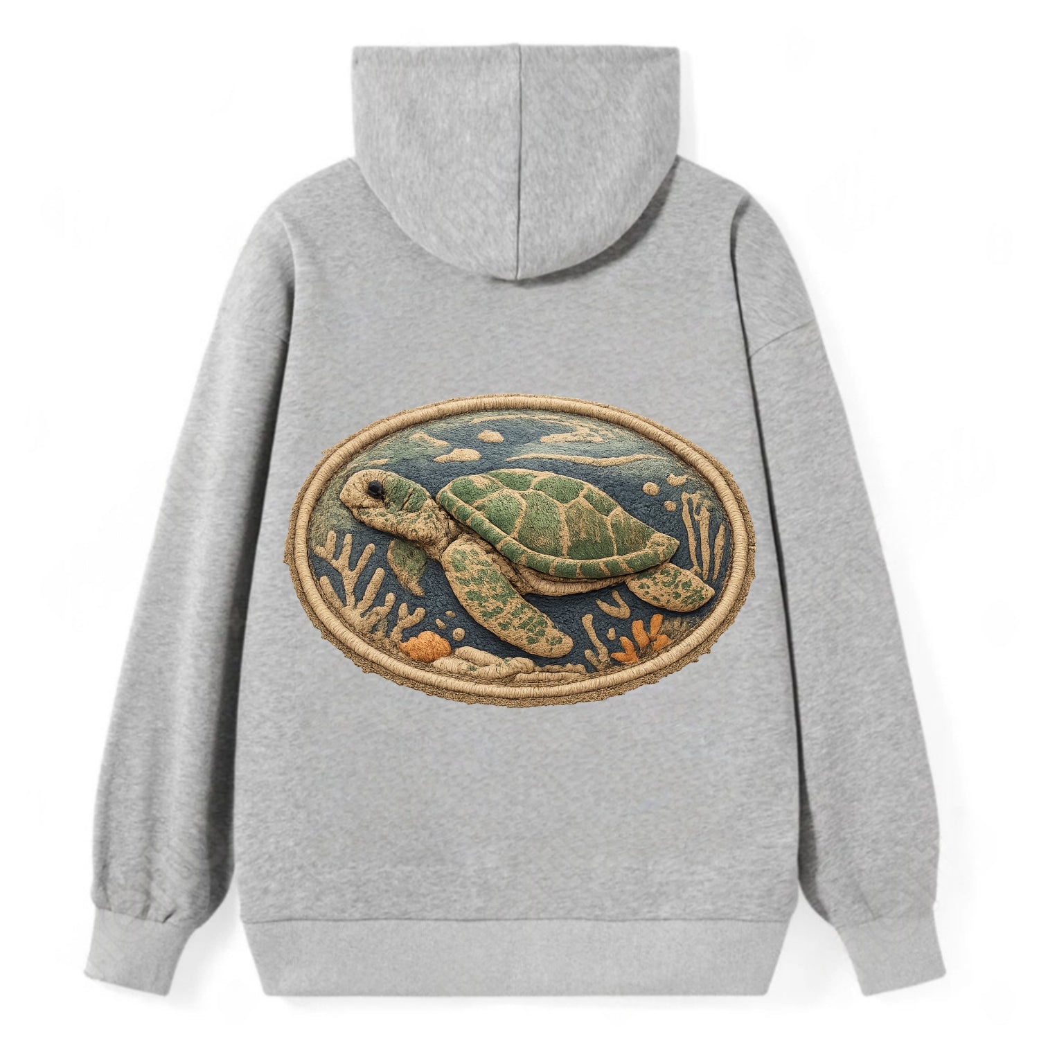 SEA TURTLE - swimming turtle in green and blue , ocean life - Classic Pullover Hoodie - Grey