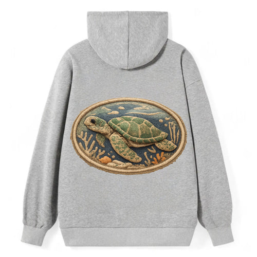 SEA TURTLE - swimming turtle in green and blue , ocean life - Classic Pullover Hoodie