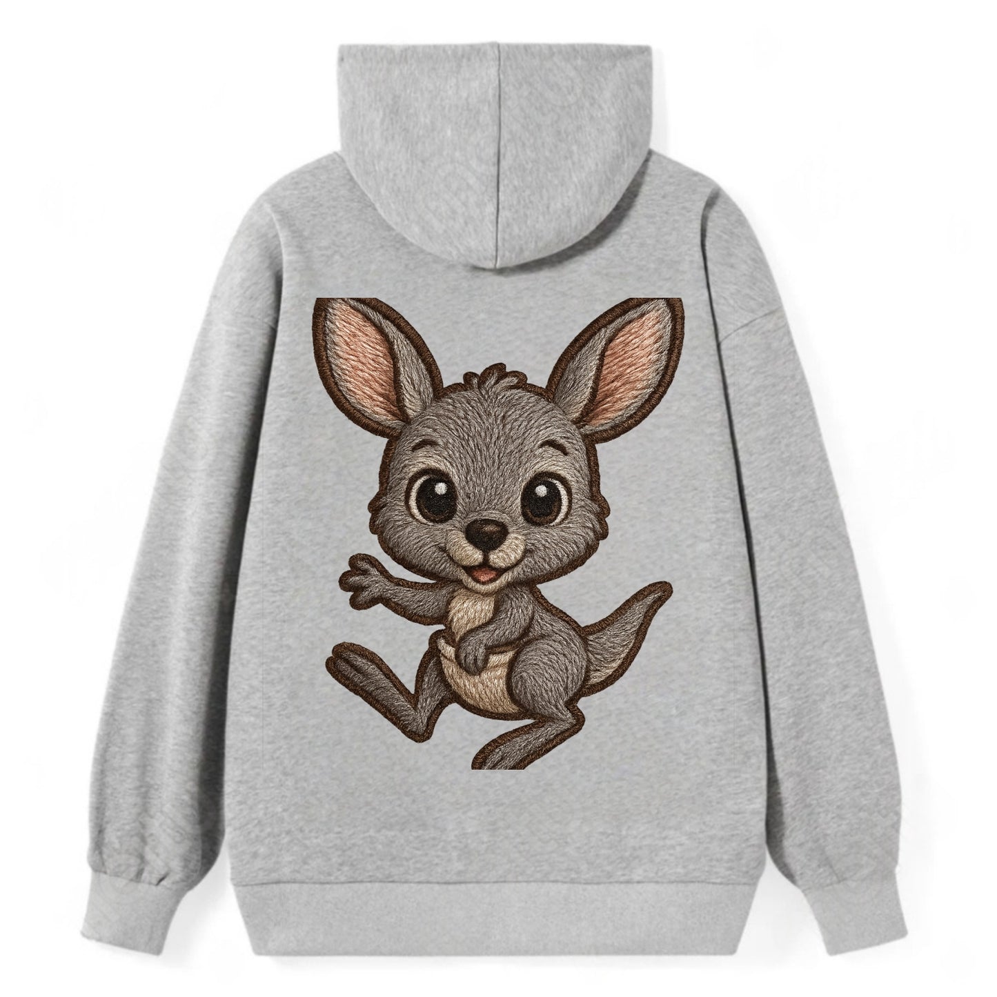 Baby Kangaroo Joey - gray fur, large ears, in pouch peek, bright eyes, - Classic Pullover Hoodie - Grey