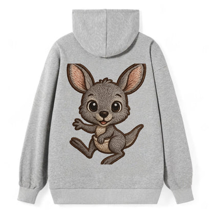 Baby Kangaroo Joey - gray fur, large ears, in pouch peek, bright eyes, - Classic Pullover Hoodie - Grey