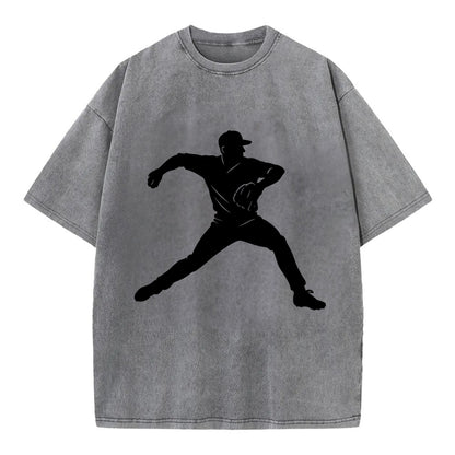 Baseball pitcher wind-up motion - Vintage T-shirt - Grey