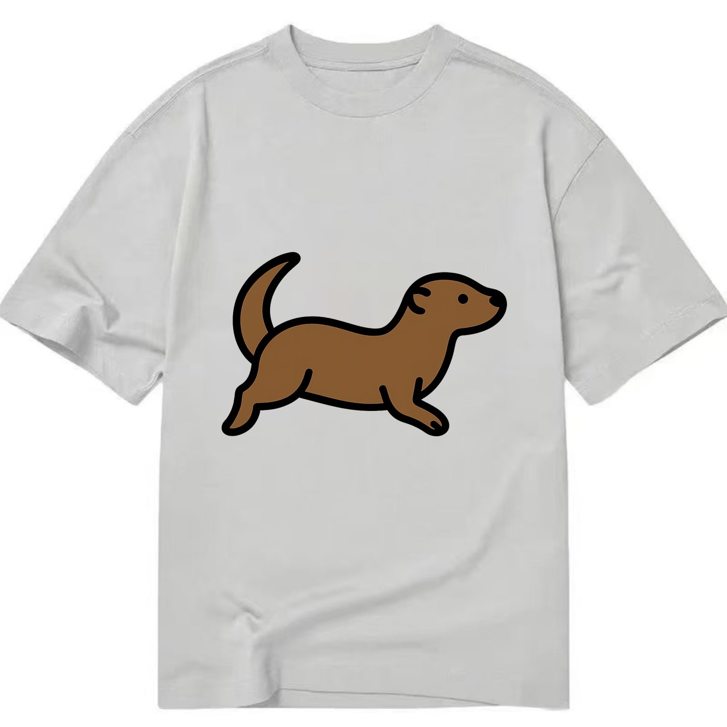 Otter - Brown sleek swimming pose flat side profile - Classic T-shirt - Grey