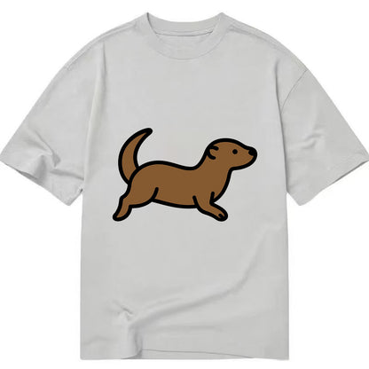 Otter - Brown sleek swimming pose flat side profile - Classic T-shirt - Grey