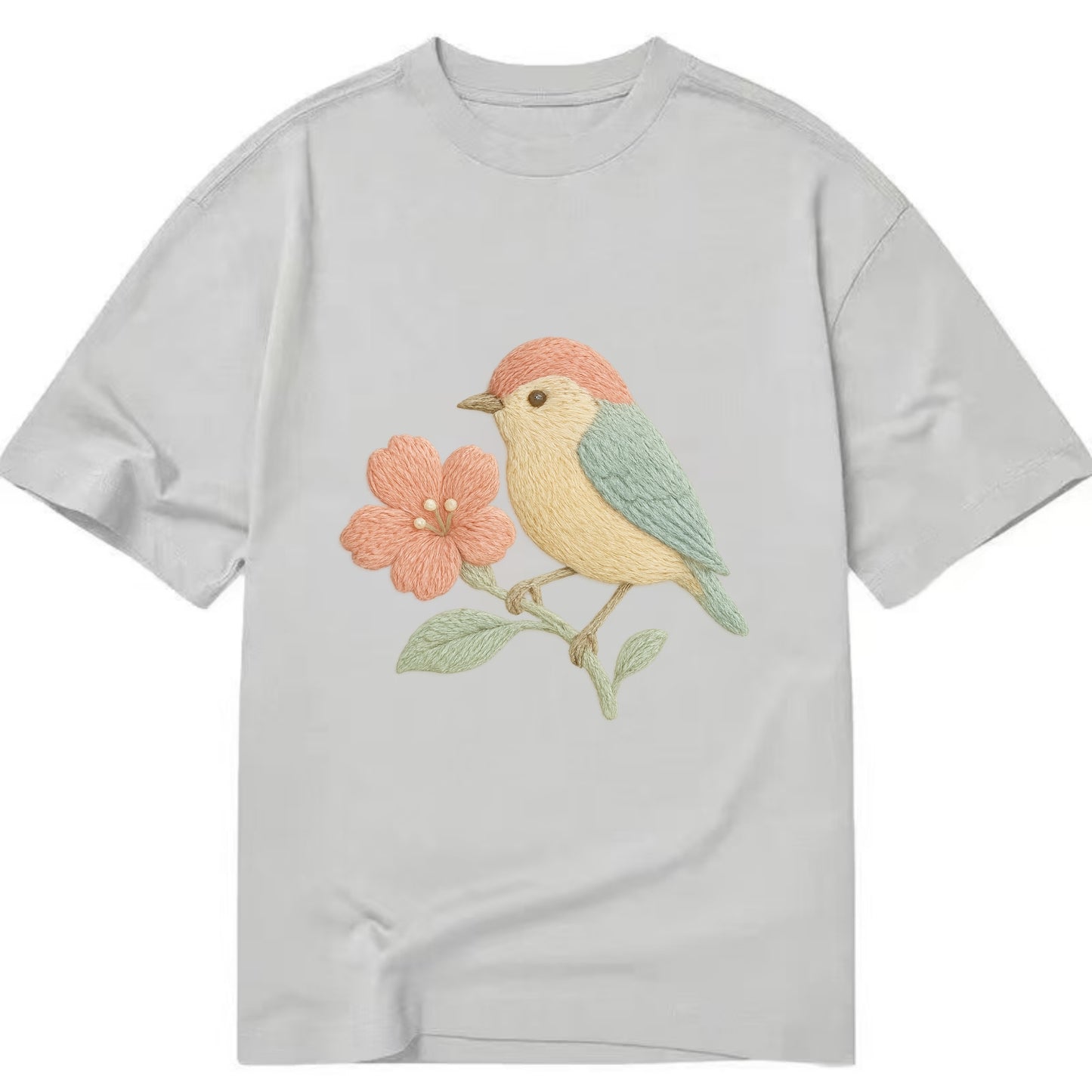 Peach Flowerpecker - Classic T-shirt - Grey