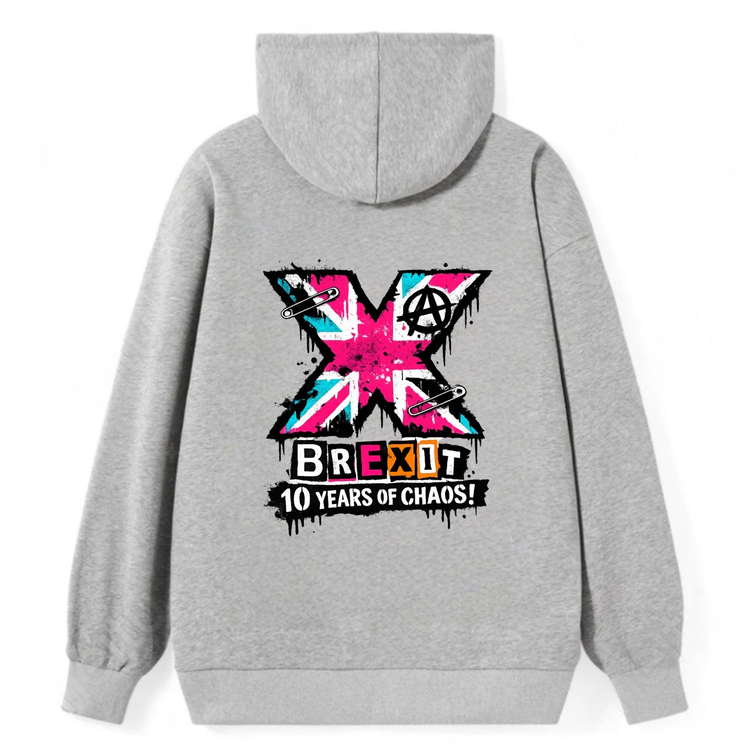 X YEARS | Roman numeral X massive | Union Jack fill pattern | Bold - Classic Pullover Hoodie - Grey