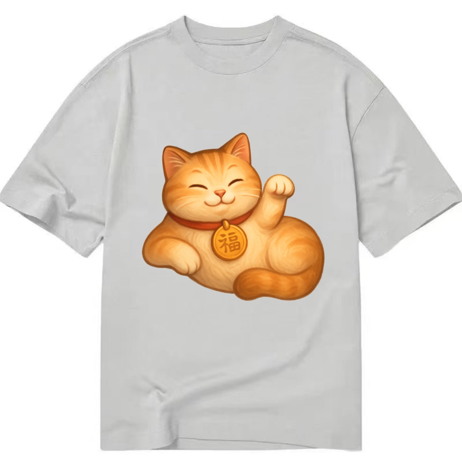 Maneki Neko Pose - Classic T-shirt - Grey